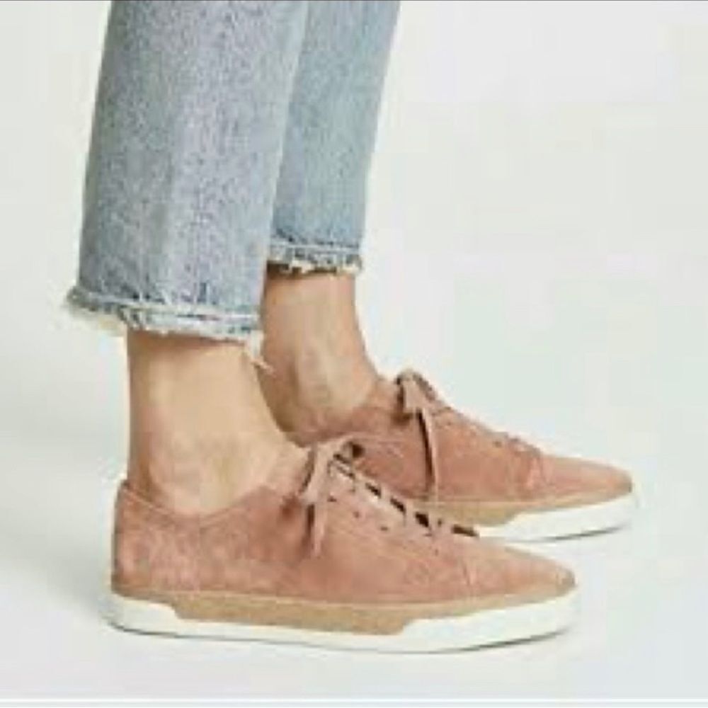 Vince Jadon Suede Leather Lace Up Espadrille Sneaker Shoes Sz 7.5 Pink L…